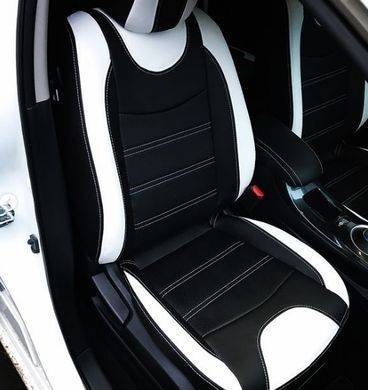 Авточохли з екошкіри Nissan Leaf '2010&ndash;17р., "Tuning Cobra", кольорові вставки