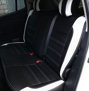 Авточохли з екошкіри Nissan Leaf '2010&ndash;17р., "Tuning Cobra", кольорові вставки