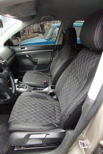 Авточехлы из экокожи Volkswagen Golf 5 '2003&ndash;08г. с алькантарой, "Tuning Cobra"