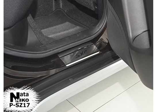 Накладки на пороги Suzuki SX4 II 5D c 2014г, 4 шт.