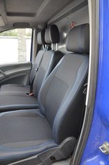 Авточехлы MERCEDES VITO W639 (2003-2010) синяя строчка, (Premium Style, MW Brothers)