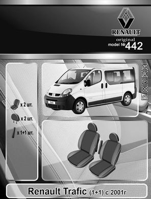 Авточехлы Renault Trafic (1+1) 2001-2014г. (Автоткань, EMC-Elegant Classic)